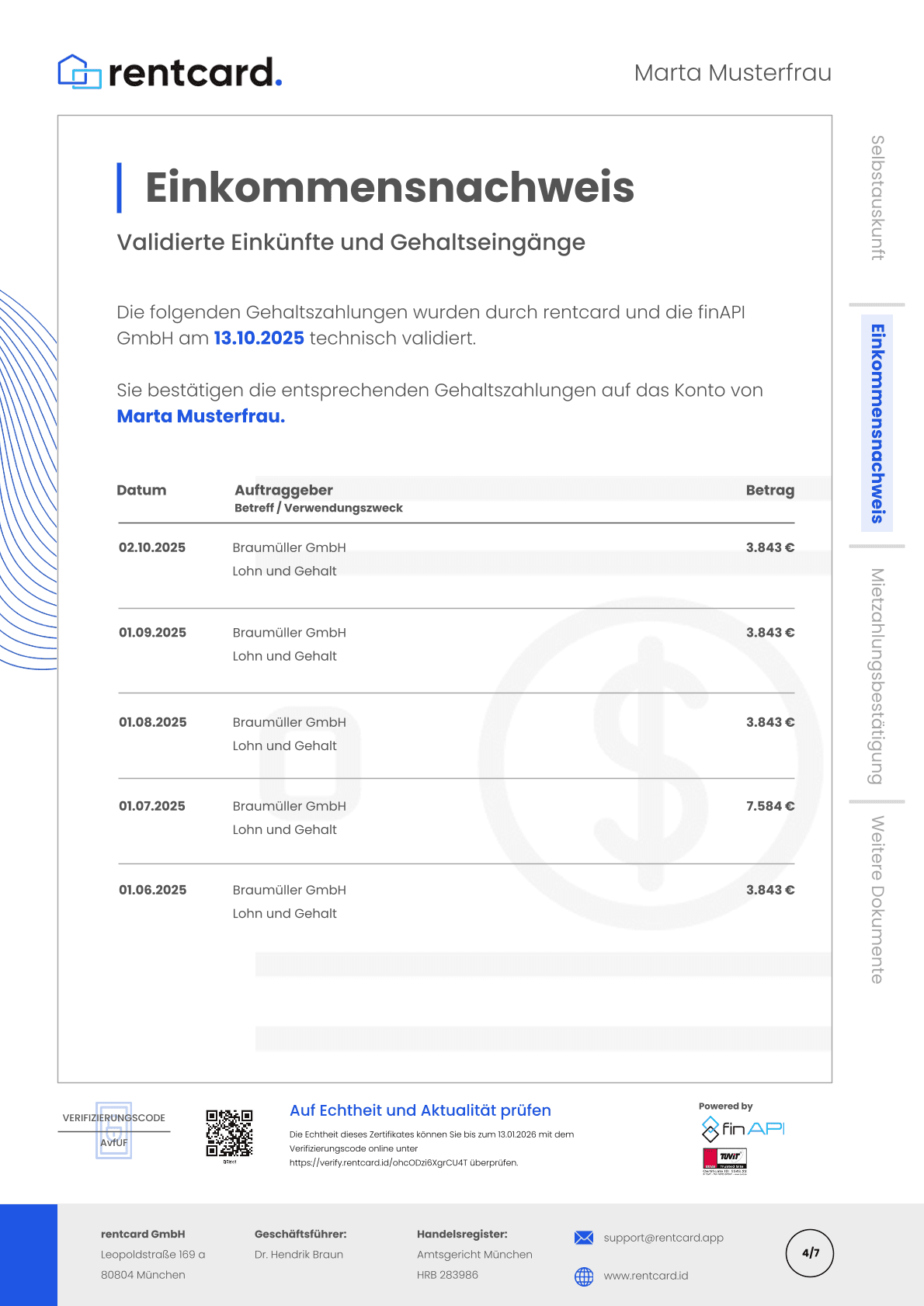 Einkommensnachweis